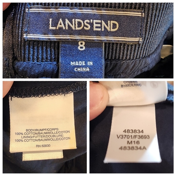 Lands' End Eyelet Navy knit a-line skirt. Women's size 8 - Picture 3 of 13